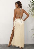 Sexy Pendel-patchwork-quaste-träger Einfarbiges Maxi-langes Kleid main image 6