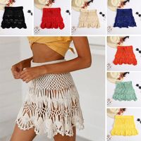 Bohemian Style Solid Color Crochet Hollow Skirt Short Skirt Women's Clothing main image 2