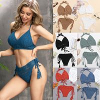 New Crochet Knitted Straps Sexy Hollow Beach Bikini Swimsuit Suit main image 2