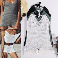 Sexy Crochet Knitted V-neck Suspenders Backless One-piece Beach Pants main image 3
