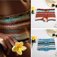 Sexy Colorful Striped Crochet Hollow Knit Beach Shorts main image 2