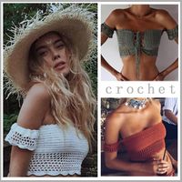 Fashion New Cross Straps Hollow Wrap Chest Swimsuit Knitted Bikini Top main image 3