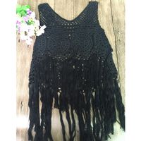 Sexy Crocheted Solid Color V-neck Suspenders Hollow Stitching Long Tassel Bikini Top main image 5