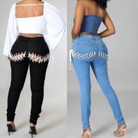 New Hollow Ass Strap Elastic Women's Jeans main image 1