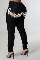 New Hollow Ass Strap Elastic Women's Jeans main image 6