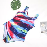 New Large Size Rainbow Gradient Stripes One-piece Swimsuit Wholesale sku image 7