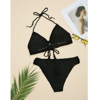 Sexy Correas Crochet Punto Hueco Correa Cruzada Bikini Traje De Baño Dividido sku image 6