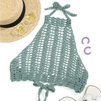 Sexy Knitted Crochet Straps Backless Hollow One-piece Wrap Chest Bikini Top sku image 7