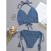 New Crochet Knitted Straps Sexy Hollow Beach Bikini Swimsuit Suit sku image 4