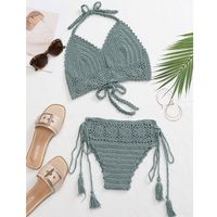 New Crochet Knitted Straps Sexy Hollow Beach Bikini Swimsuit Suit sku image 13