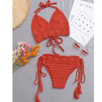 New Crochet Knitted Straps Sexy Hollow Beach Bikini Swimsuit Suit sku image 16