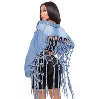 Women'S Hip-Hop Mesh Single Breasted Coat Denim Jacket main image 6