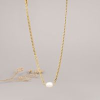 Simple Pearl Titanium Steel 18k Gold Necklace Clavicle Chain Wholesale main image 3