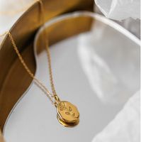 Herz Titan Stahl Eingelegte Schale Eingelegtes Gold Halskette main image 4
