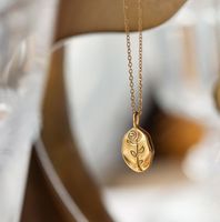 Herz Titan Stahl Eingelegte Schale Eingelegtes Gold Halskette main image 5
