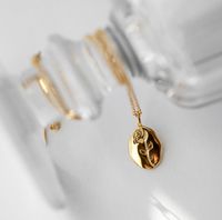 Herz Titan Stahl Eingelegte Schale Eingelegtes Gold Halskette main image 6