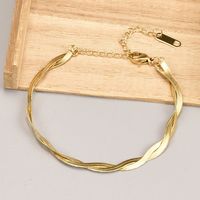 Simple Retro 18k Gold Double Twist Titanium Steel Bracelet Female main image 1