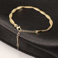 Simple Retro 18k Gold Double Twist Titanium Steel Bracelet Female main image 4