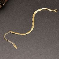 Simple Retro 18k Gold Double Twist Titanium Steel Bracelet Female main image 5