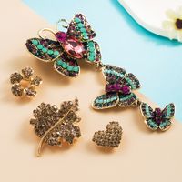 Retro Style Alloy Diamond Butterfly Tree Long Brooch Corsage Jewelry main image 2