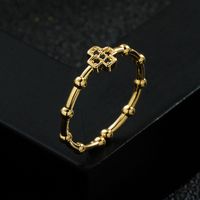 Simple Women's Hand Jewelry Bamboo Cross Heart-shaped Green Copper Ring main image 4
