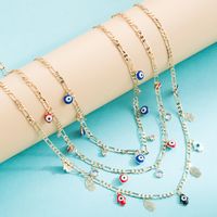 Fashion Copper Gold-plated Micro-inlaid Zircon Palm Color Drip Oil Devil Eye Necklace Accessories Wholesale main image 1