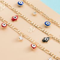 Fashion Copper Gold-plated Micro-inlaid Zircon Palm Color Drip Oil Devil Eye Necklace Accessories Wholesale main image 3