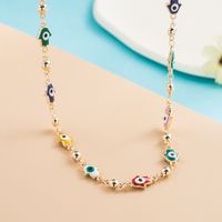 Fashion Copper Inlaid Color Dripping Oil Butterfly Elephant Palm Eye Pendant Long Necklace main image 4