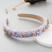 Bandeau Dentelle Tissu Incrusté De Pierres Précieuses Bord Mince Lavage Du Visage Accessoires Pour Cheveux main image 4