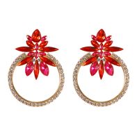 Vintage Style Flower Diamond Alloy Artificial Gemstones Earrings main image 2