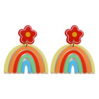 Creative Rainbow Plate Cloud Pendant Resin Earrings Necklace Set main image 5