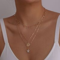 Multi-layer Necklace Micro-inlaid Starfish Disc Necklace Oil Drop Necklace main image 1