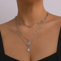 Multi-layer Necklace Micro-inlaid Starfish Disc Necklace Oil Drop Necklace main image 5