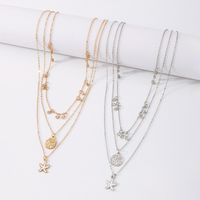 Multi-layer Necklace Micro-inlaid Starfish Disc Necklace Oil Drop Necklace main image 4