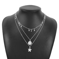 Multi-layer Necklace Micro-inlaid Starfish Disc Necklace Oil Drop Necklace main image 3