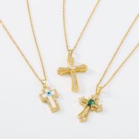 Exaggerated Cross Necklace Geometric Micro-inlaid Zircon Necklace main image 2