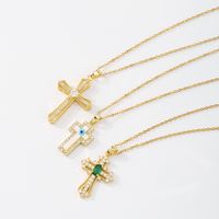 Exaggerated Cross Necklace Geometric Micro-inlaid Zircon Necklace main image 6