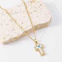 Exaggerated Cross Necklace Geometric Micro-inlaid Zircon Necklace main image 5