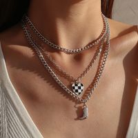 Checkerboard Love Boots Multilayer Necklace Exaggerated Punk Necklace main image 5