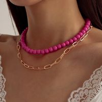 Double-layer Necklace Beaded Simple Punk Necklace Creative Fashion Short Collarbone Chain main image 1