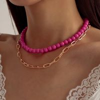 Double-layer Necklace Beaded Simple Punk Necklace Creative Fashion Short Collarbone Chain main image 2