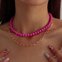 Double-layer Necklace Beaded Simple Punk Necklace Creative Fashion Short Collarbone Chain main image 3