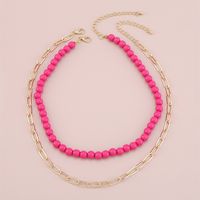 Double-layer Necklace Beaded Simple Punk Necklace Creative Fashion Short Collarbone Chain main image 4