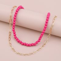Double-layer Necklace Beaded Simple Punk Necklace Creative Fashion Short Collarbone Chain main image 5