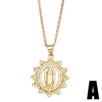 Fashion Inlaid Colored Zircon Necklace Virgin Mary Tag Copper Collarbone Chain main image 3
