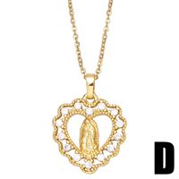 Fashion Inlaid Colored Zircon Necklace Virgin Mary Tag Copper Collarbone Chain main image 6