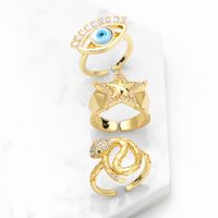 Fashion Snake Female Eye Pentagram Opening Adjustable Ring Copper main image 1