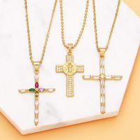 Fashion Zircon Cross Pendant Copper Necklace Simple Accessories main image 1