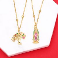 Fashion Tree Of Life Pendant Inlaid Color Zircon Virgin Mary Copper Necklace main image 3
