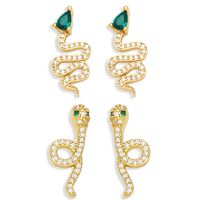 New Fashion Snake Copper Gold-plated Inlaid Zircon Earrings main image 1